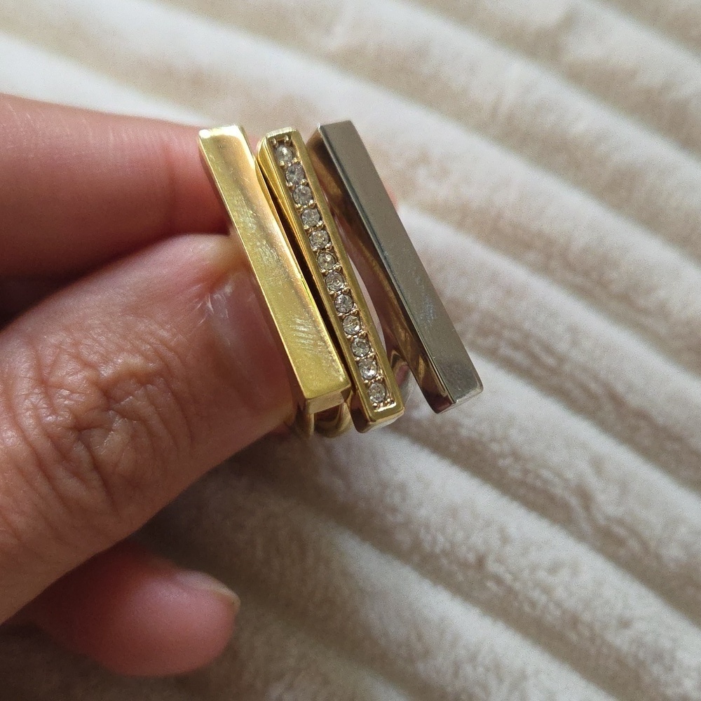 Set Of 3 J Crew Two Tone Rings - Picture 4 of 4